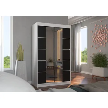 Šatní skříň Šatní skříň s posuvnými dveřmi Nordic - 120 cm Barva: Bílá/Černá