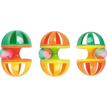 Hračka pro psa Hračka hlod. plast ovál 3D s kuličkou Flamingo 6,5x10cm