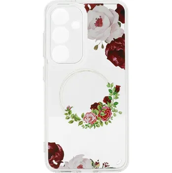 Pouzdro na mobilní telefon Kryt Samsung A34 s červenými květy (obal neboli pouzdro na Samsung A34)