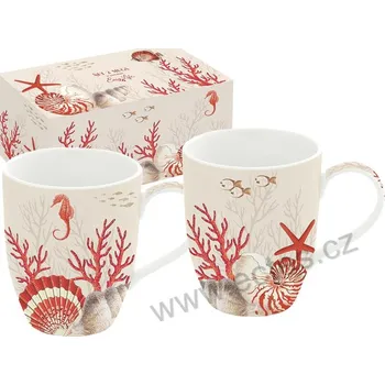 Easy Life CORAL REEF porcelánové hrnky korálový útes: mušle, rybky a mořský koník 350ml 2 ks