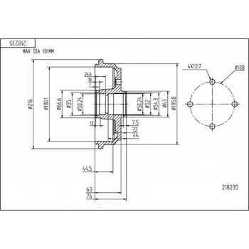 Brzdový systém Brzdový buben zadní Ford Escort 1.1-1.4 90- bez ložiska 1E0026251 HART