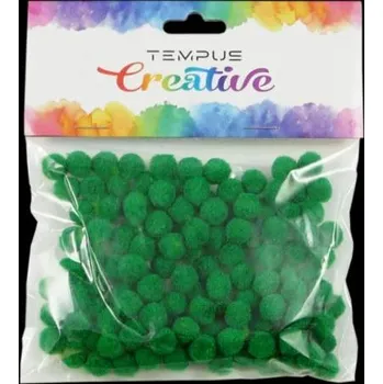 Kuličky pom poms Tempus zelené mini - 120ks