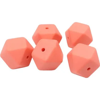 Dětské navlékací korálky Natana hranaté silikonové korálky korál 17 mm 5 kusů