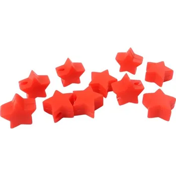 Dětské navlékací korálky Natana hvězdy silikonové korálky červené 14 mm 10 kusů