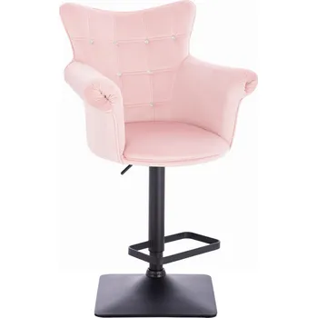 Barová židle Barová židle Nuuk velur základna černá - pudrově růžová