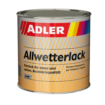 Lak na dřevo Adler ALLWETTERLACK (Bezbarvý lodní lak) mat Velikost balení: 2,5 l + dárek k objednávce nad 1000Kč