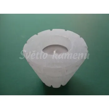 Svícen SVÍCEN SELENIT BÍLÝ - pohárek Zig - Zag