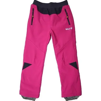 Dívčí kalhoty DÍVČÍ SOFTSHELLOVÉ KALHOTY ZATEPLENÉ růžové Wolf B2391 (ZATEPLENÉ KALHOTY S FLEESEM)