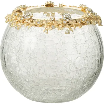 Svícen Trasnparentní svicen na čajovou svíčku se zdobením a kamínky Volve L - Ø 14*14cm