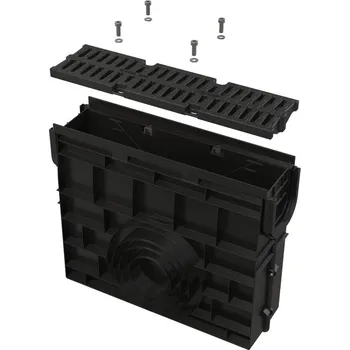 Odvodňovací žlab Venkovní žlabová vpust pro AVZ104 s plastovým rám Alcadrain (Alcaplast) em a kompozitním roštem B125 AVZ104R-R402