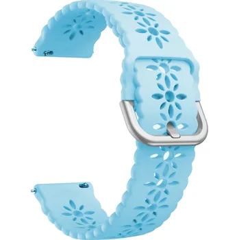 Chytré hodinky Řemínek s perforováním a přezkovým zapínáním 20mm Barevná varianta: Světle modrá se stříbrnou přezkou