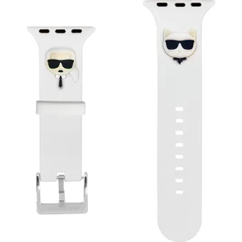 Příslušenství k chytrým hodinkám Karl Lagerfeld Karl and Choupette silikonový řemínek pro Apple Watch 38/40/41/42mm Barva: Bílá