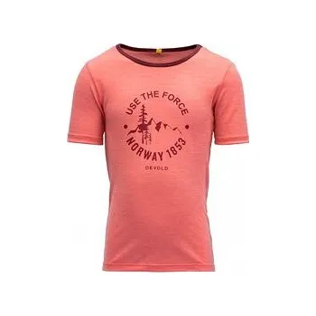 Dívčí tričko Dětské funkční tričko s merinem Devold Force s krátkým rukávem coral velikost 122-128