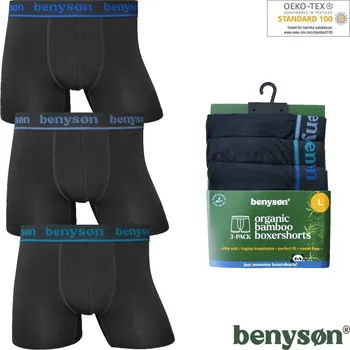 Trenýrky BENYSON 3-PACK Bambusových pánských boxerek BENY-7015 Barva/Velikost: černá / S/M