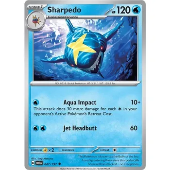 Sběratelská karetní hra Sharpedo 047/197 - Obsidian Flames Typ karty: Non-Holo