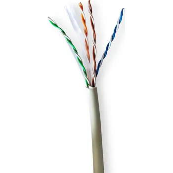 Nedis měděný nestíněný síťový kabel U/UTP Cat6 lanko LSZH šedý, 100 m (CCBG8525GY100)