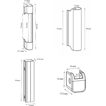 Stavební výplň G-U Sada krytek na panty F1 stříbrná