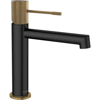 Vodovodní baterie Sapho Solaris Stojánková umyvadlová baterie bez výpusti, černá/zlato mat, WD002G