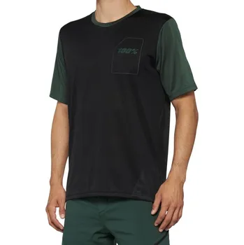 cyklistický dres cyklistický dres pánský 100% RIDECAMP Short Sleeve Jersey Black/Forest Green - L