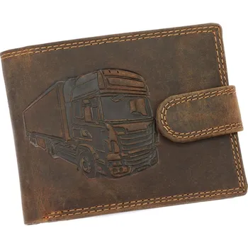 Peněženka Hnědá kožená peněženka Wild s kamiónem na upínku