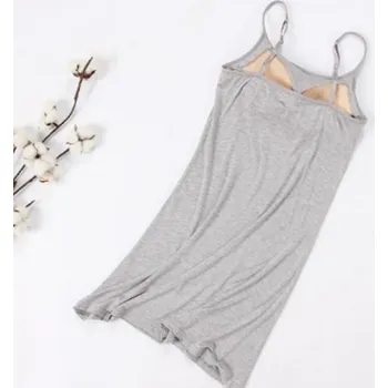 Dámská noční košile Krátká bavlněná dámská noční košilka s podprsenkou Barva: Šedá, Velikost: L