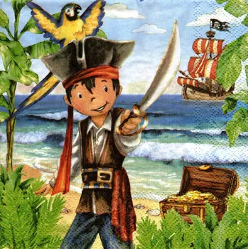 Papírový ubrousek UBR-F60, Ubrousek, 16x16 cm, PIRÁT, 1 kus