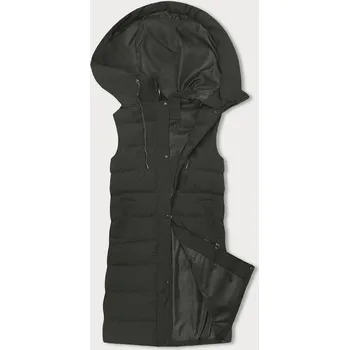 Dámská vesta Dlouhá dámská péřová vesta v army barvě (5M3157-136) odstíny zelené XL (42)