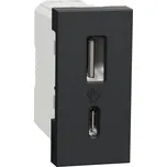 Schneider Electric NU301654 Unica - Dvojitý nabíjecí USB konektor A+C 2.4A, 1M, Antracit