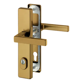 HOPPE Bezpečnostní kování Austin se zakrytím vložky Provedení: klika - klika, Povrch: F4 - bronzový elox, Rozteč: 90 mm