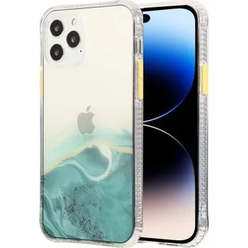 Pouzdro na mobilní telefon Mramorovaný kryt odolný proti poškrábání pro iPhone 14 Pro Max - tyrkysový