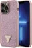 Pouzdro na mobilní telefon Guess Rhinestones Triangle Metal Logo pro Apple iPhone 14 Pro Max růžové