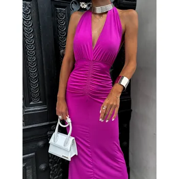 Dámské šaty Fialové elegantní šaty ADELAINE Velikost: ONESIZE