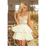 Numoco Dámské společenské šaty Charlotte béžovo-zlatá ecru L