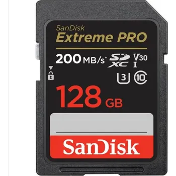 SanDisk Extreme PRO 128GB SDXC Memory Card 200MB/s and 90MB/s, UHS-I, Class 10, U3, V30