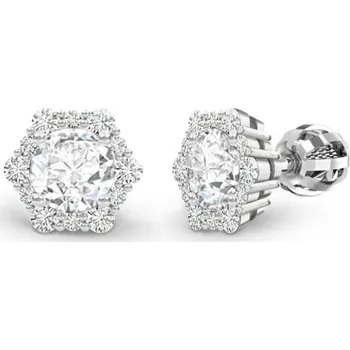 Náušnice Couple, Peckové náušnice Chantal se zirkony, bílé zlato, 6680323-0-0-1