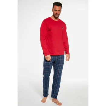 Pánské pyžamo Cornette pyžamo pánské 124/244 REDWOOD - červená, XXL (Bavlněné pánské pyžamo Cornette s dlouhým rukávem)