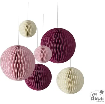 Party dekorace P'TIT CLOWN Dekorační závěsná koule růžová (6 ks)