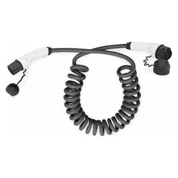 Nabíjecí kabel pro elektromobil DIGITUS Spirálový nabíjecí kabel pro elektromobily, 5 m, typ 2 na typ 2 , Třífázový 16A