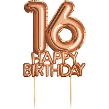 Party dekorace Neviti - Dortová dekorace "Happy Birthday 16" růžově zlatá - Glitz & -