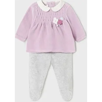 Kojenecká souprava kojenecký sametový komplet s kytičkami Mayoral 2501-41 velikost 68