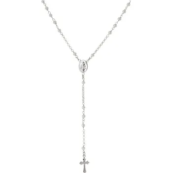 Náhrdelník Stříbrný perličkový růženec s křížkem a madonkou 52 cm 73530F + dárek zdarma