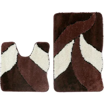 Koupelnová předložka Luana Předložka koupelnová 2-dílná sada 50x80cm/50x50cm výkroj, listy hnědá