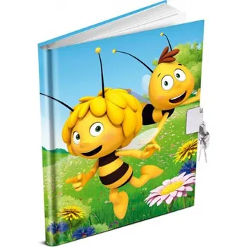 Blok Včelka Mája : Památník se zámkem, modrý (14 x 19 cm) Zápisník