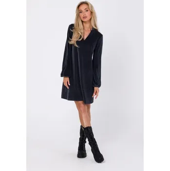 Dámské šaty Sametové dámské šaty s výstřihem do V M767 Barva: Grafitová, Velikost: XL