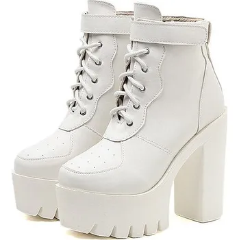 Dámské kozačky Klasické kotníkové boty na traktoru Barva: Bílá, Velikost: 37