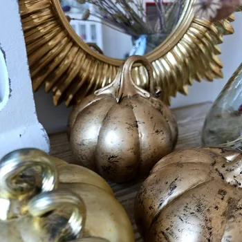 Svícen Měděná antik skleněná dekorace dýně Pumpkin - Ø 15*16 cm