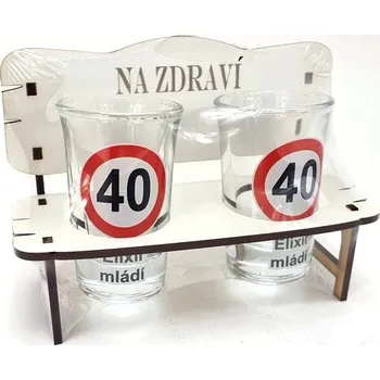 Sada panáků 40.narozeniny na laviččce