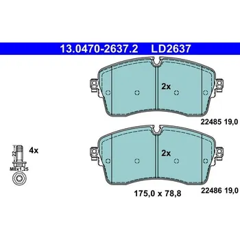 Brzdová destička Sada brzdových destiček, kotoučová brzda ATE 13.0470-2637.2