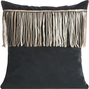 Povlak na dekorativní polštářek Sametový povlak na polštář Soho černá a zlatá (ZEF)
