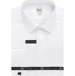Společenská košile AMJ Slim fit s jemným vzorem a dvojitou manžetou - bílá VDAMK velikost: 43
